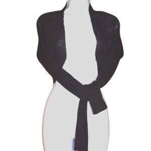 Younique Black Shimmery Cropped Open Front Cardigan Sweater Size Small